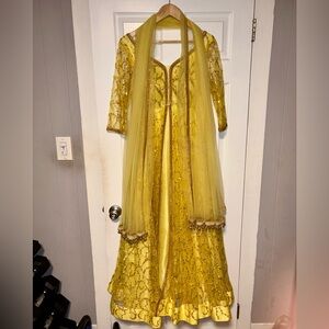 Golden Embellished Wedding Guest Dress for Traditional Indian Wedding